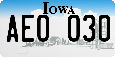 IA license plate AEO030