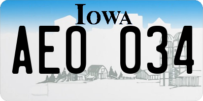 IA license plate AEO034