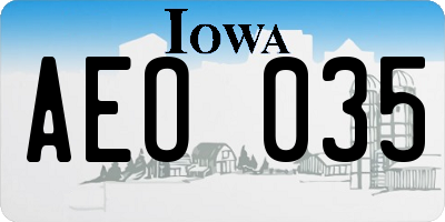 IA license plate AEO035