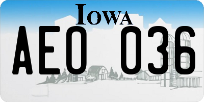 IA license plate AEO036