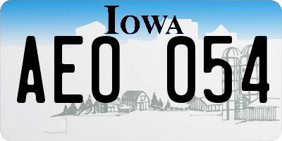 IA license plate AEO054