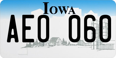 IA license plate AEO060