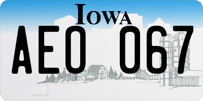 IA license plate AEO067