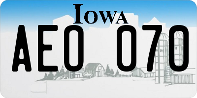 IA license plate AEO070