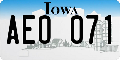 IA license plate AEO071