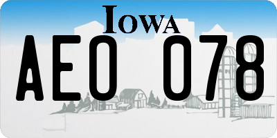 IA license plate AEO078
