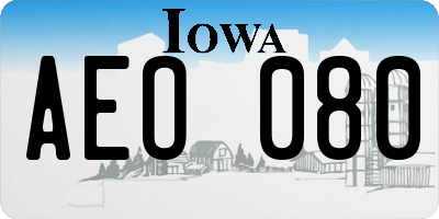 IA license plate AEO080