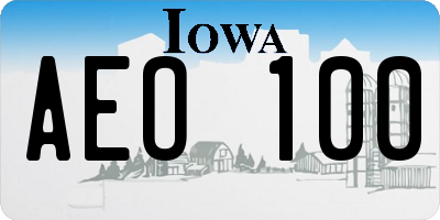 IA license plate AEO100