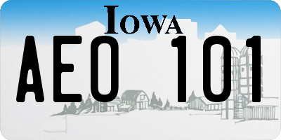IA license plate AEO101