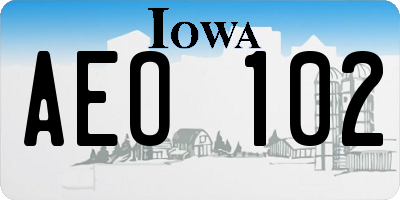 IA license plate AEO102