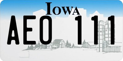 IA license plate AEO111