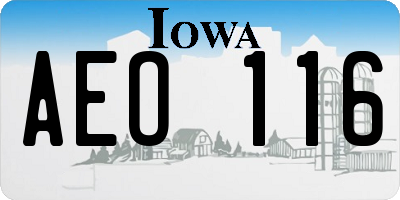 IA license plate AEO116