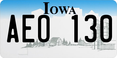 IA license plate AEO130