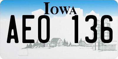 IA license plate AEO136