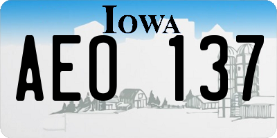 IA license plate AEO137