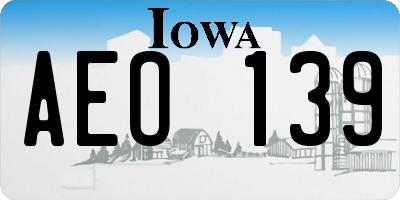 IA license plate AEO139
