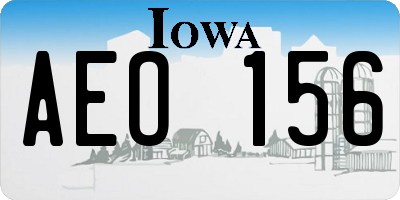 IA license plate AEO156