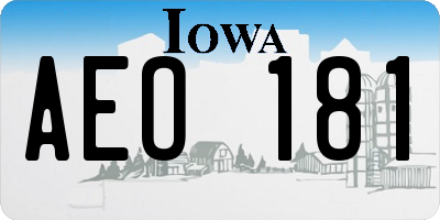 IA license plate AEO181