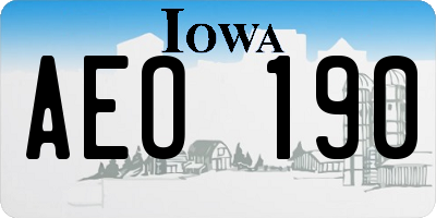 IA license plate AEO190