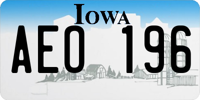 IA license plate AEO196