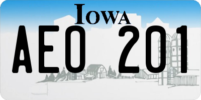 IA license plate AEO201