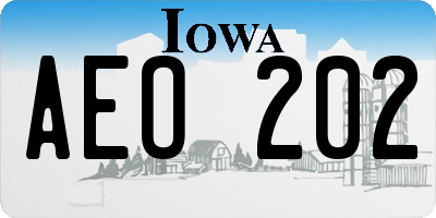 IA license plate AEO202