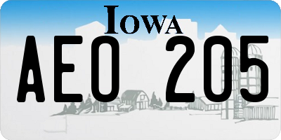 IA license plate AEO205