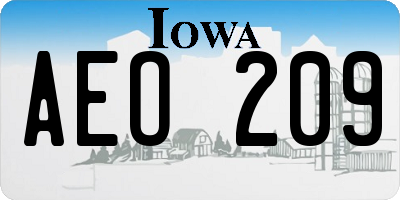 IA license plate AEO209