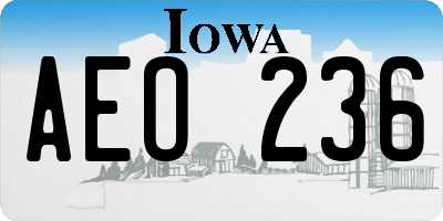 IA license plate AEO236