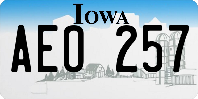 IA license plate AEO257