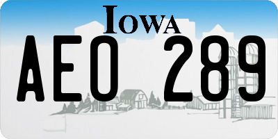 IA license plate AEO289