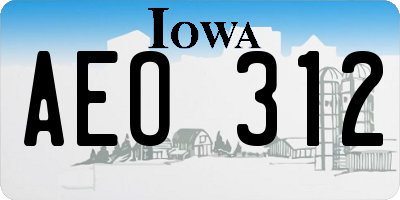 IA license plate AEO312