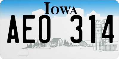 IA license plate AEO314