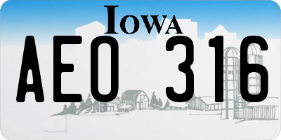 IA license plate AEO316