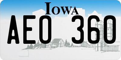IA license plate AEO360