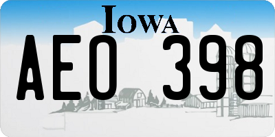 IA license plate AEO398