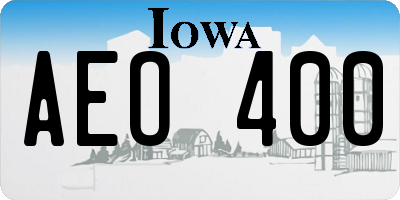 IA license plate AEO400
