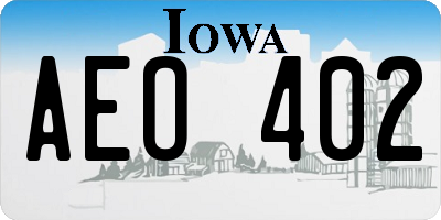 IA license plate AEO402