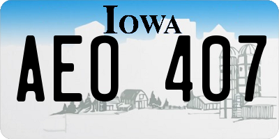 IA license plate AEO407