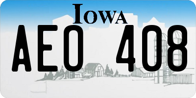 IA license plate AEO408