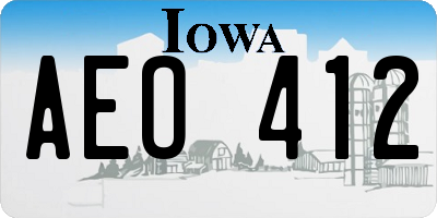 IA license plate AEO412