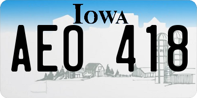 IA license plate AEO418