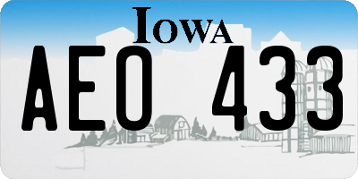 IA license plate AEO433