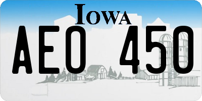 IA license plate AEO450