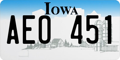 IA license plate AEO451