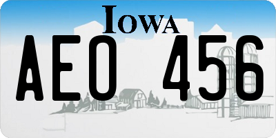 IA license plate AEO456