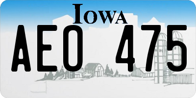 IA license plate AEO475