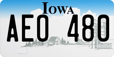 IA license plate AEO480