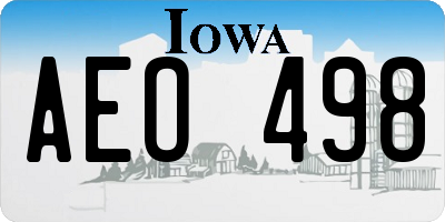 IA license plate AEO498