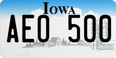 IA license plate AEO500